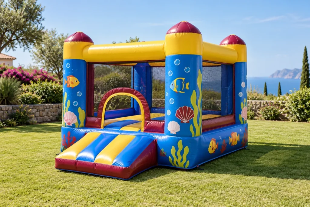 Mini castillo Hinchable Bob Esponja · recreación visual
